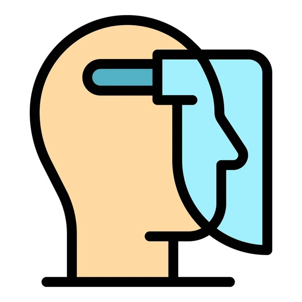 Homme visage icône couleur contour vecteur — Image vectorielle
