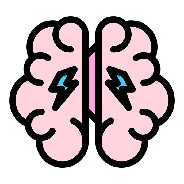 人間の脳のアイコンカラーアウトラインベクトル — ストックベクタ
