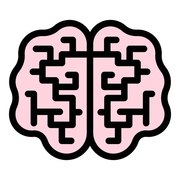 脳アイコンカラーアウトラインベクトル — ストックベクタ