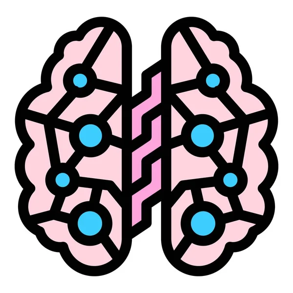 Network human brain icon color outline vector — Wektor stockowy