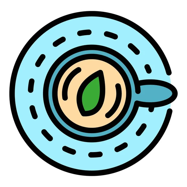 Cafe latte simgesi renk ana hatları vektörü