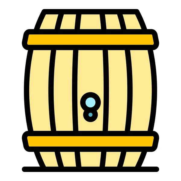 Bourbon wood barrel icon color outline vector — Vetor de Stock