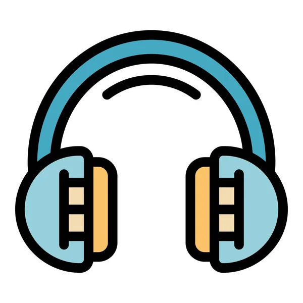 Construction headphones icon color outline vector — Vetor de Stock