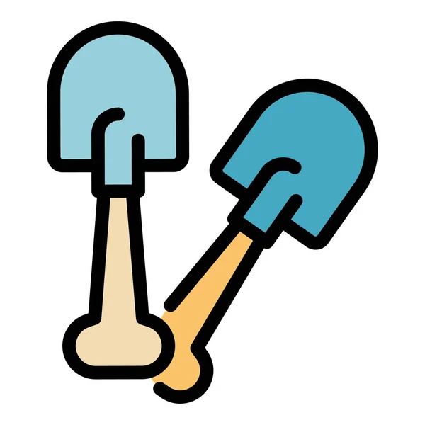 Shovels icon color outline vector — Stock vektor