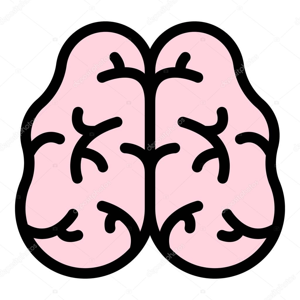 Neuron brain icon color outline vector