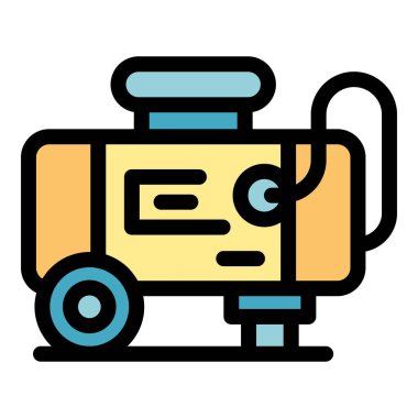 Tekerlek kompresör simgesi renk dış hat vektörü