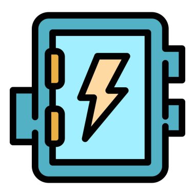 Elektrik bağlantı kutusu simgesi renk ana hatları vektörü