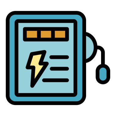 Elektrik terminal kutusu simgesi renk ana hatları vektörü