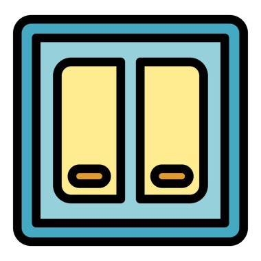 Enerji anahtarı simgesi renk ana hatları vektörü