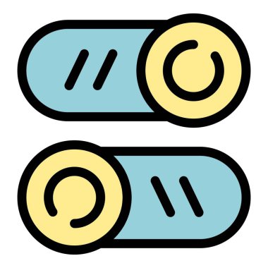 Kapatma düğmeleri simgesi renk ana hatları vektörü