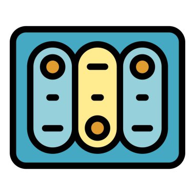 Elektrik şalteri simgesi renk ana hatları vektörü