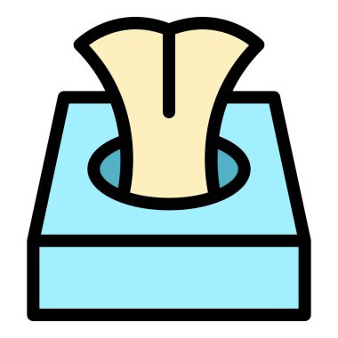 Hijyenik mendil kutusu simgesi renk ana hatları vektörü