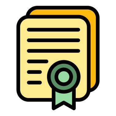 Kiralama sertifikası renk ana hatları vektörü