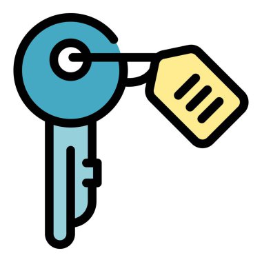 Kiralık anahtar simgesi renk ana hatları vektörü