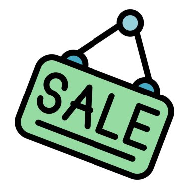 Satış simgesi rengi ana hatları vektörü