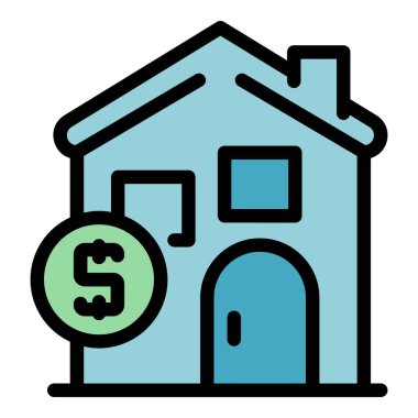 Dolar evi simgesi renk dış hat vektörü