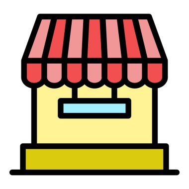 Yüzen satıcı simgesi renk ana hatları vektörü