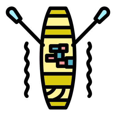 Tayland yüzen pazar simgesi renk ana hatları vektörü