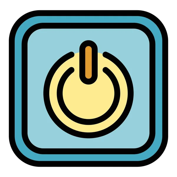 Power energy button icon color outline vector — Stock Vector