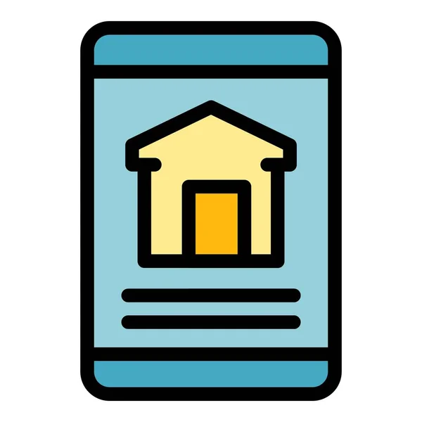 Vetor de contorno de cor de ícone de casa de aplicativo de aluguel — Vetor de Stock