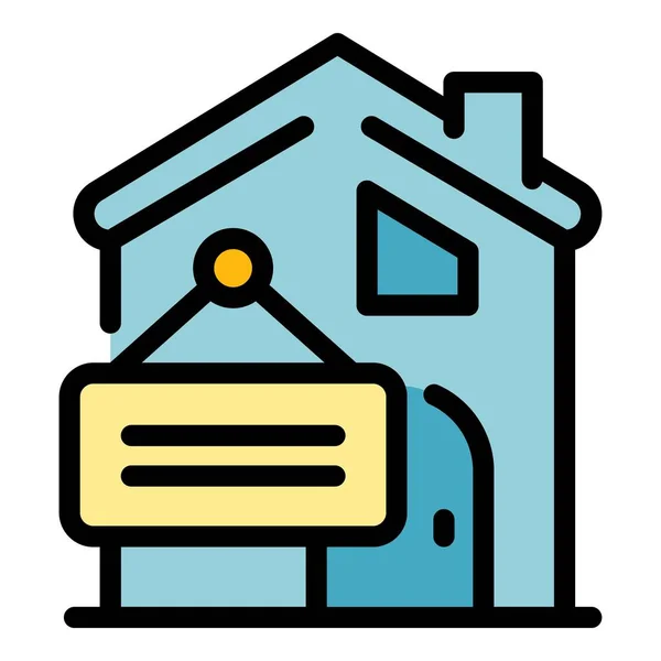 Building sold icon color outline vector — Vetor de Stock