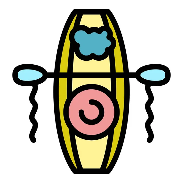 Floating market ship icon color outline vector — ストックベクタ