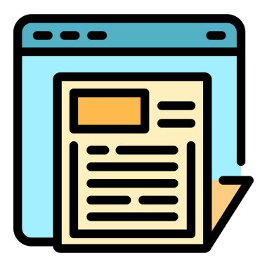Web gazetesi simgesi renk ana hatları vektörü