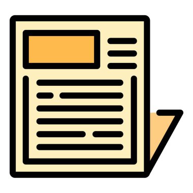 Bilgi gazetesi simgesi renk ana hatları vektörü