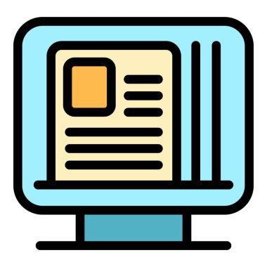 Günlük gazete simgesi renk ana hatları vektörü