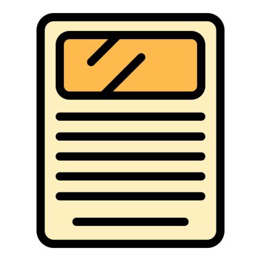 Sütun gazetesi simgesi renk ana hatları vektörü