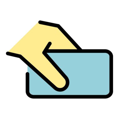 Akıllı telefon simgesi renk dış hat vektörüyle el