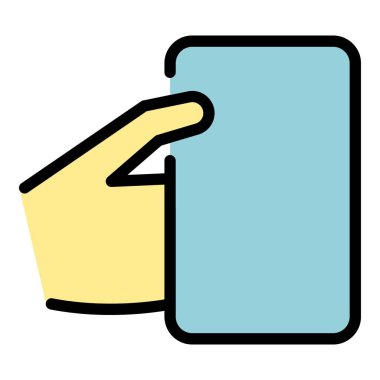 Modern akıllı telefon simgesi renk ana hatları vektörü