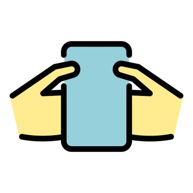 Kullanışlı akıllı telefon simgesi renk ana hatları vektörü