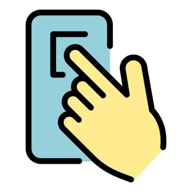 Akıllı telefon simgesi renk ana hatları vektörü ile ödeme