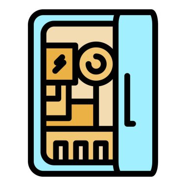 Devre kırıcı simgesi renk ana hatları vektörü