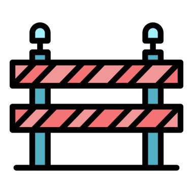 İnşa bariyeri simgesi renk ana hatları vektörü