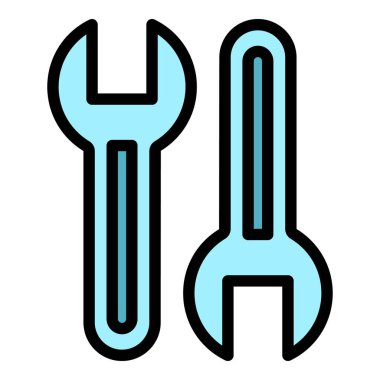 İnşa anahtarı simgesi rengi ana hatları vektörü