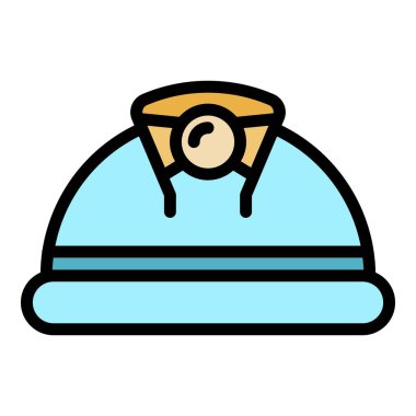 Miğfer simgesi rengi ana hatları vektörü