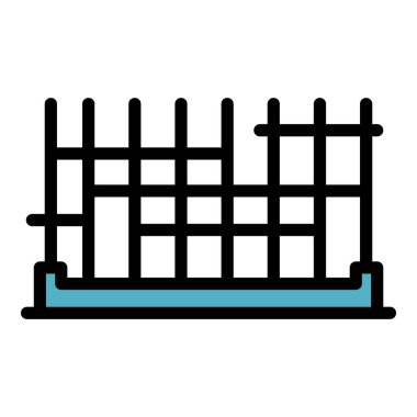 Builder house metal ağ simgesi renk ana hatları vektörü