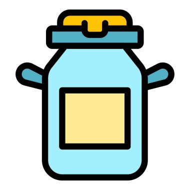 Süt fıçısı simgesi renk ana hatları vektörü