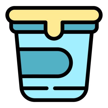 Yoğurt simgesi renk ana hatları vektörü