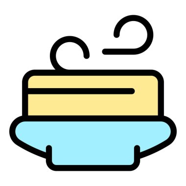 Sütlü kek simgesi renk ana hatları vektörü