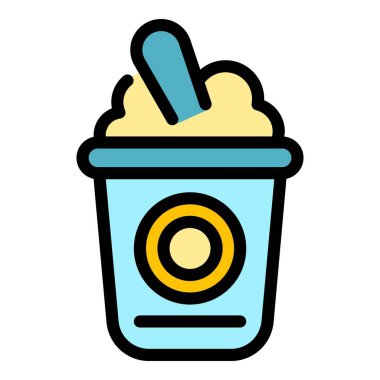 Yoğurt beslenme simgesi renk ana hatları vektörü