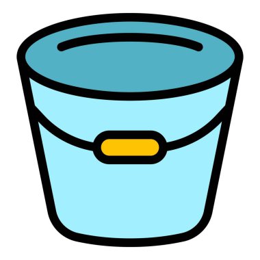 Süt kovası simgesi renk ana hatları vektörü