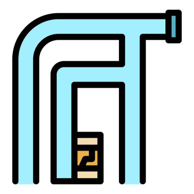 Kanalizasyon boruları simgesi renk ana hatları vektörü