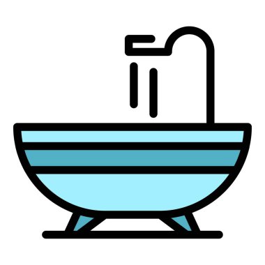 Banyo kanalizasyon simgesi renk ana hatları vektörü