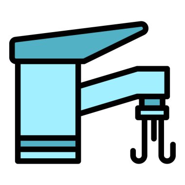 Su akışı musluk simgesi renk ana hatları vektörü