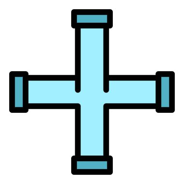 Çapraz boru simgesi renk ana hatları vektörü