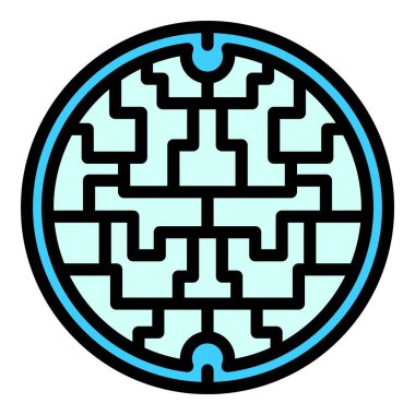 Yapı rögar deliği renk ana hatları vektörü