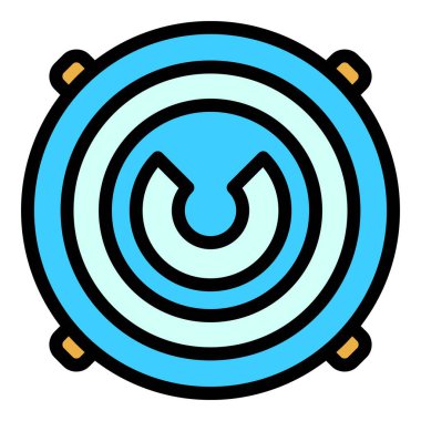 Round rögar kapağı simgesi renk ana hatları vektörü